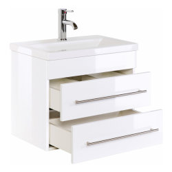 Badmöbel Set Carpo 60cm | Waschplatz mit LED Spiegel | weiß hochglanz