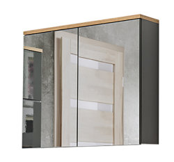 Badezimmer Spiegelschrank Kalli 2-türig 80cm, dunkelgrau wotan-eiche