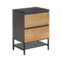 Badmöbel Stand-Waschtisch Posadas 60cm | Abdeckplatte grau | dunkelgrau-eiche
