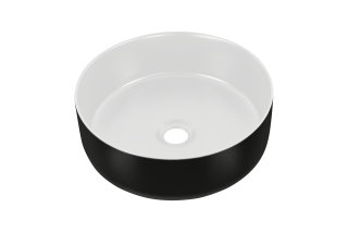 Aufsatz-Waschbecken SLIM BLACK 36cm | Keramik | weiß-schwarz