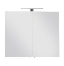 Badset VITENA 3-teilig 75cm breit | Waschplatz, Hoch- & Spiegelschrank | weiß-hochglanz