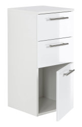 Badezimmer Midischrank VITENA 75x35cm | 1 Türen + 1 Schubfächer | weiß-hochglanz