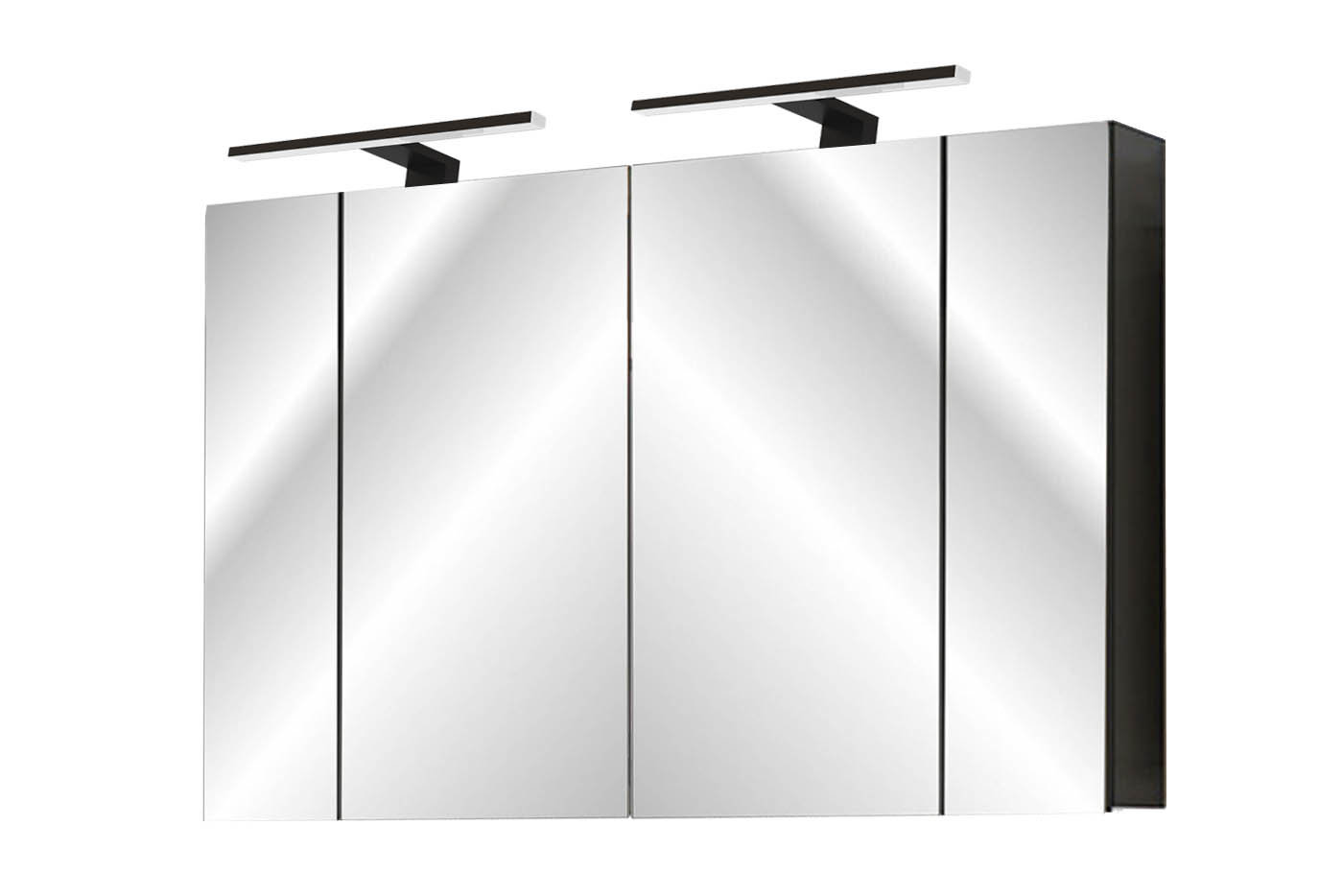 | LED-Beleuchtung 120cm Spiegelschrank 4-türig optional | graphit-grau POSADAS