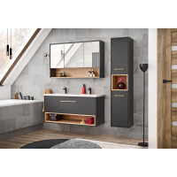 Bad Hochschrank BORNEO 170cm | 2 Türen + 1 offenes Fach