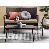 Gartenset 7-teilig Polyrattan + Metall | 2 Stühle, Bank