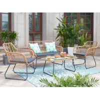 Gartenset 7-teilig Polyrattan + Metall | gallery