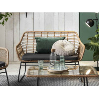 Gartenset 7-teilig Polyrattan + Metall | Stühle, Bank, 