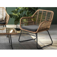 Gartenset 7-teilig Polyrattan + Metall | Stühle, Bank, 
