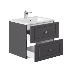 Waschtisch KAMPARA 60cm breit | Landhaus-Stil | anthrazit-gl