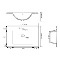 Waschtisch KAMPARA 70cm breit | Landhaus-Stil | anthrazit-gl