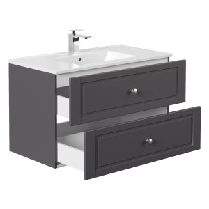 Waschtisch KAMPARA 90cm breit | Landhaus-Stil | anthrazit-gl