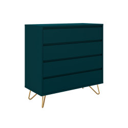 Wohnmöbel Set PATET 4-teilig | Skandinavisch modern mit Messingbeinen | petrolblau matt
