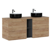 Bad Doppel-Waschplatz ARUBA 140cm | Aufsatzbecken + Regal...