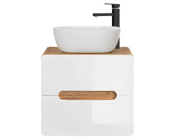 Badezimmer Waschplatz ARUBA 60cm | mit Aufsatz-Waschbecken | eiche-weiß