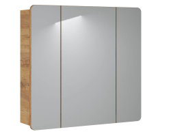 ARUBA 5-teilige Badkombination 80cm | Waschplatz, Spiegelschrank & Hängeschränke | eiche - weiß-hochglanz
