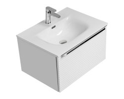 Badezimmer Set 4-tlg Whitskand 60cm | Einbaubecken | weiß-graueiche