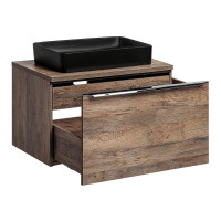 Badezimmer Set 4-teilig OAKLEE 80cm | Aufsatz-Becken | Rauch