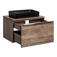 Badezimmer Set 4-teilig OAKLEE 80cm | Aufsatz-Becken | Rauch