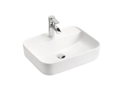 Badezimmer Set 4-teilig OAKLEE 180cm | inkl. Aufsatz-Waschbecken weiß | Rauch-Eiche
