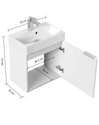 Badezimmer Raumspar-Waschplatz TinyCube 50cm | inklusive Waschbecken | eiche-hell seidenmatt