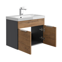 Badset LAGEAUX Slimline 4-teilig 60cm breit | grafit-eiche 4