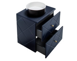 Badezimmer Set 3-teilig BLUMOND 60cm | Aufsatzbecken SW | Dark Blue