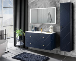 Badezimmer Set 3-teilig BLUMOND 60cm | Einbau-Waschbecken | Dark Blue