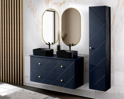 Badezimmer Set 3-teilig BLUMOND 90cm | Einbau-Waschbecken | Dark Blue
