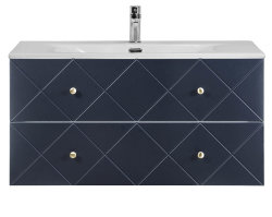 Badezimmer Set 3-teilig BLUMOND 120cm | Einbau-Waschbecken | Dark Blue