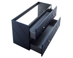 Badezimmer Set 2-teilig BLUMOND 120cm | 2x Becken schwarz | Dark Blue