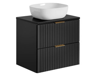 Badezimmer Waschplatz Blackened 60cm | Aufsatz-Waschbecken weiß | schwarz