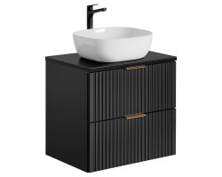 Badezimmer Waschplatz Blackened 60cm | Aufsatz-Waschbecken weiß | schwarz