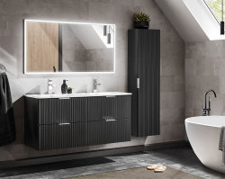 Badezimmer Waschplatz Blackened 60cm | Einbau-Waschbecken weiß | schwarz