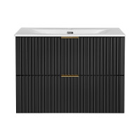 Badezimmer Waschplatz Blackened 80cm | Einbau-Waschbecken...