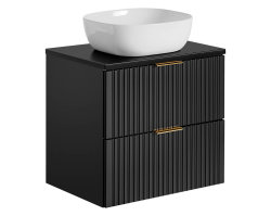 Badezimmer Set 3-teilig BLACKENED 60cm | Aufsatzbecken...