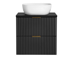 Badezimmer Set 2-teilig BLACKENED 60cm | Aufsatz-Waschbecken | schwarz
