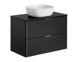 Badezimmer Set 3-teilig BLACKENED 80cm | Aufsatzbecken...