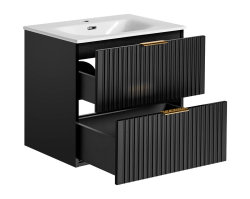 Badezimmer Set 3-teilig BLACKENED 60cm | Einbaubecken weiß | schwarz