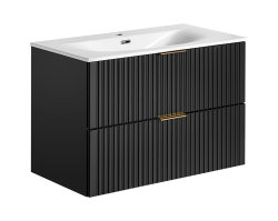 Badezimmer Set 2-teilig BLACKENED 80cm | Einbaubecken...