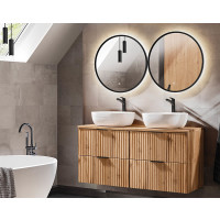 Badezimmer Set 3-teilig PORTREE 120cm | Aufsatzbecken | Wotan-Eiche