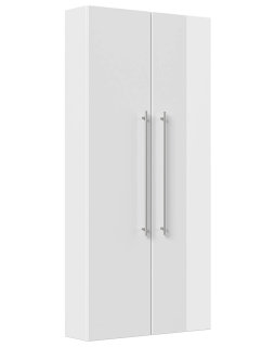 Badezimmer Hochschrank TinyCube 150cm 2-türig | platzsparende Bautiefe | weiß-hochglanz