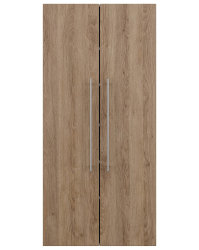 Badezimmer Hochschrank TinyCube 150cm 2-türig | platzsparende Bautiefe | eiche-hell seidenmatt
