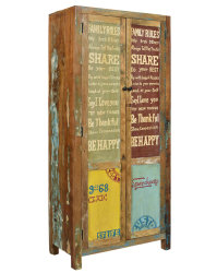 Garderobenschrank "Bay Lake" 80  x 180cm | recycelter Altholz used-look | bunt lackiert