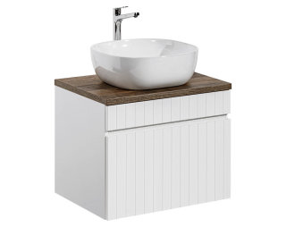 Badezimmer Waschplatz VITTAVLA 60cm | Aufsatzbecken weiß | matt-weiß