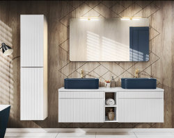 Badezimmer Waschplatz VITTAVLA 60cm | Aufsatzbecken weiß | matt-weiß