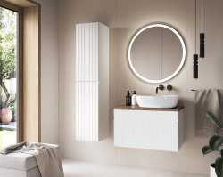 Badezimmer Waschplatz VITTAVLA 80cm | mit Aufsatzbecken | matt-weiß