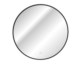 Badezimmer Spiegel rund 80cm mit LED Touch-Beleuchtung | schwarz