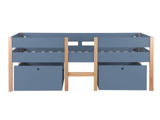 Kinder Hochbett mit Leiter und 2 Schubladen, inkl. Lattenrost blau