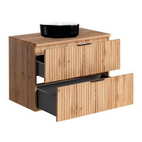 Badezimmer Set 3-teilig PORTREE 80cm | Aufsatzbecken S/W | W