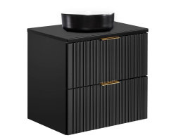 Badezimmer Set 3-teilig BLACKENED 60cm | Aufsatzbecken...